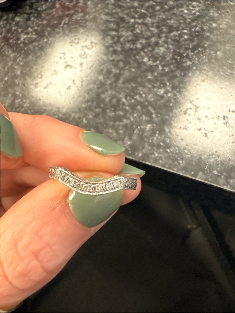 Curved Pave Diamond Band Ring in gold